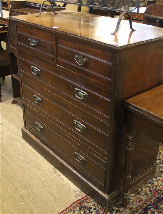 Late Victorian mahogany chest, fitted two short and three long drawers